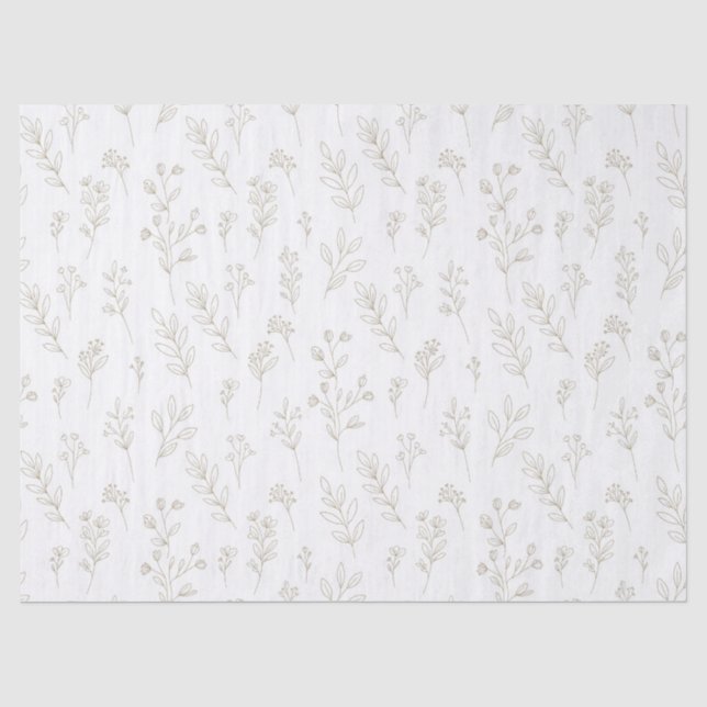 Minimal Botanical Line Art Pattern (9) Tissue Paper (Front)
