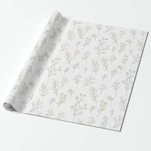Minimal Botanical Line Art Pattern (9) Wrapping Paper