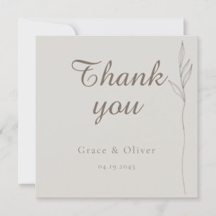 Minimal Botanical Line Art Wedding Thank You Card