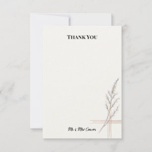 Minimal Botanical Line Art Wedding Thank You Card