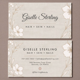 Minimal Botanical Linen Name Typography Business Card