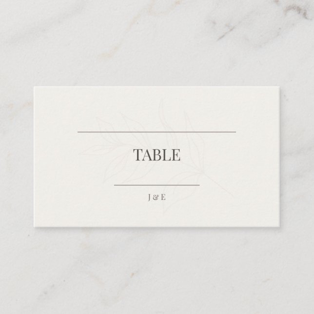 Minimal Botanical Place Card | Modern Warm White (Front)