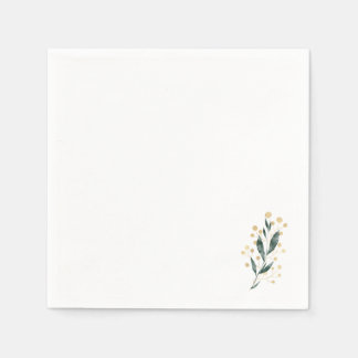 Minimal Botanical | Soft Greenery & Gold Accent Napkin