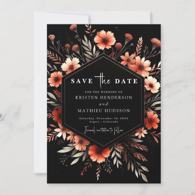  Minimal Botanical Terracotta Wedding Save The Date (Front)