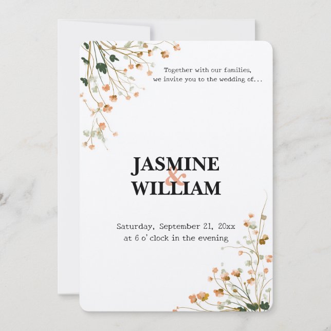 🌿 Minimal Botanical Wedding Invitation 💌✨ (Front)