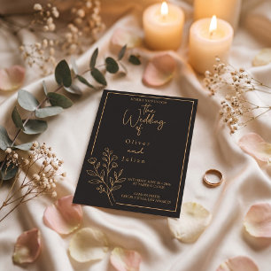 Minimal Botanical Wedding Invitation Elegant Bla