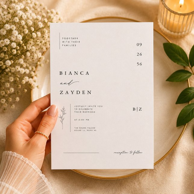 Minimal Botanical Wedding Invitation. Invitation (Creator Uploaded)