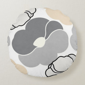 Minimal Botanicals, Neutral Beige & Ivory Pattern Round Cushion