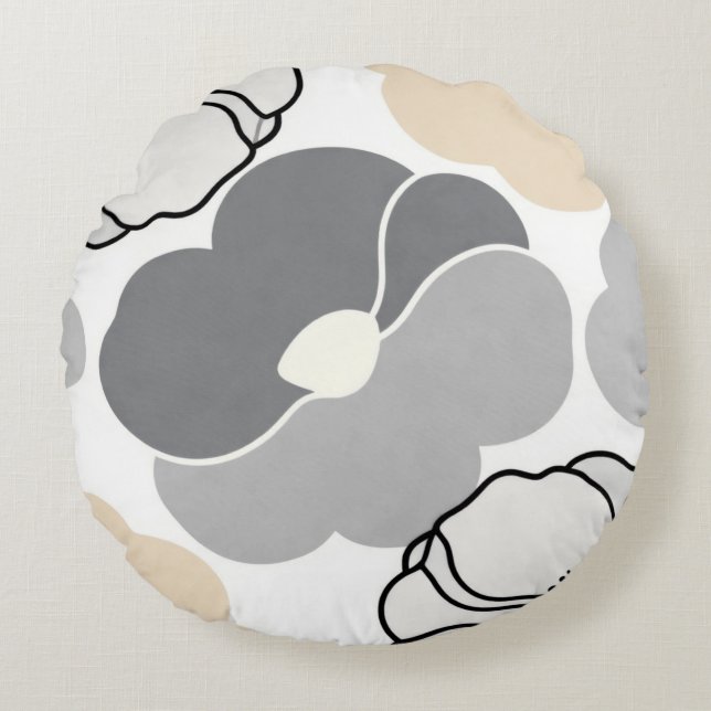 Minimal Botanicals, Neutral Beige & Ivory Pattern Round Cushion (Front)