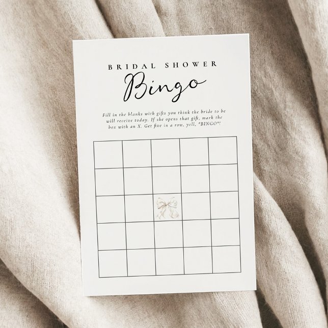 Minimal Bow Bridal Shower Gift Bingo Card (Creator Uploaded)