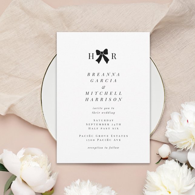 Minimal Bow Initials Wedding Invitation (Creator Uploaded)