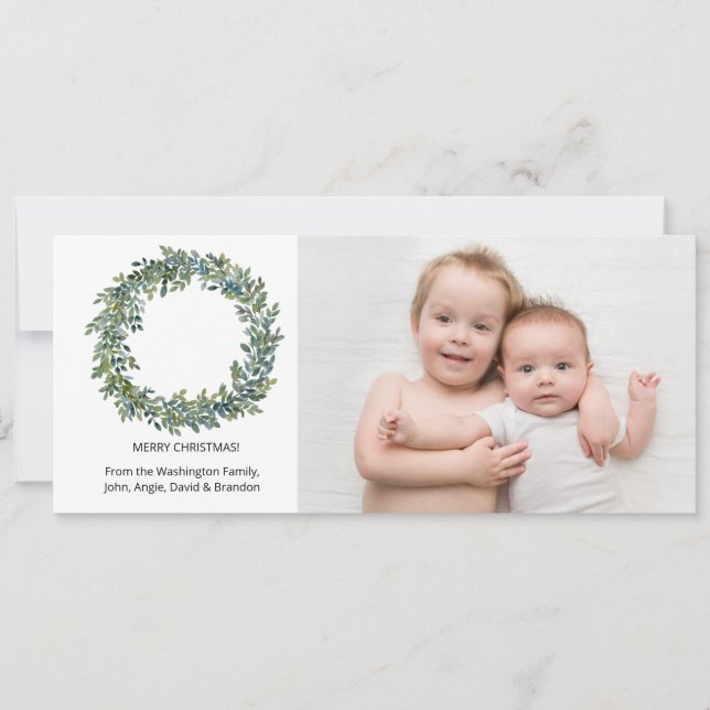 MINIMAL - Boxwood Wreath Photo Card (Front)