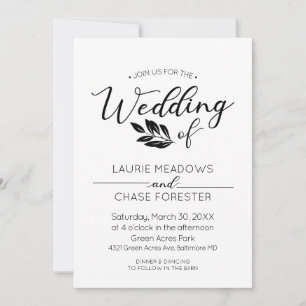 Minimal Branch Wedding Invitation