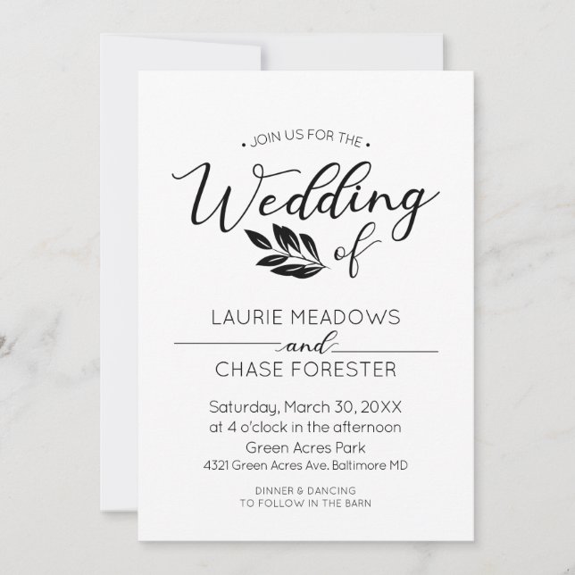 Minimal Branch Wedding Invitation (Front)