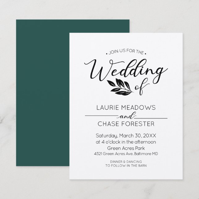 Minimal Branch Wedding Invitation (Front/Back)