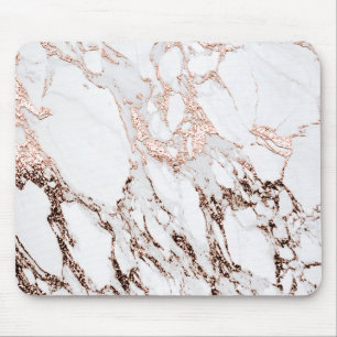 Minimal Branding Rose Gold Copper Marble White Mouse Mat