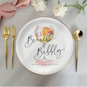 Minimal Bridal Brunch Bubbly Cocktail Party  Paper Plate