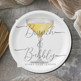Minimal Bridal Brunch Champagne Party Paper Plate