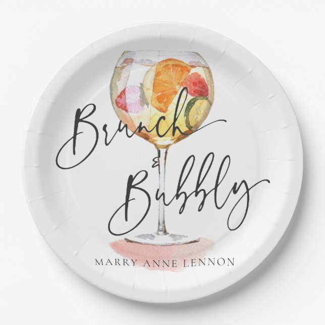Minimal Bridal Brunch Cocktail party Paper Plate (Front)