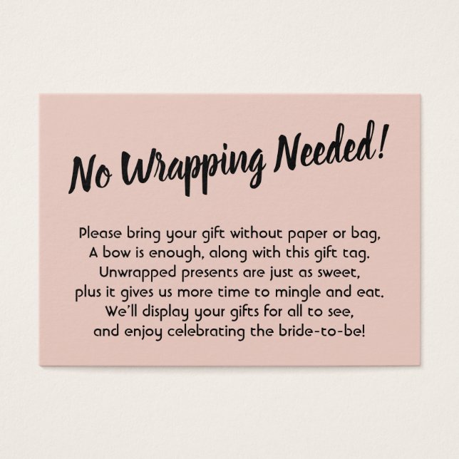 Minimal Bridal No Wrap Shower Blush Gift Card (Front)