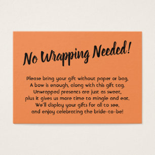 Minimal Bridal No Wrap Shower Orange Gift Card