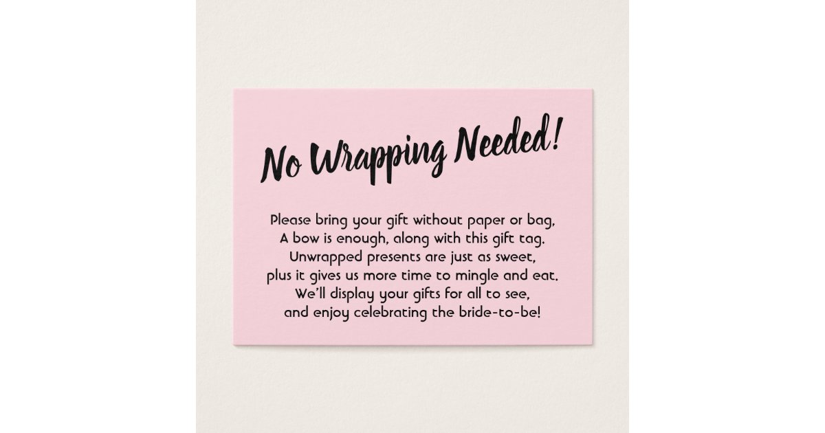 Minimal Bridal No Wrap Shower Pink Gift Card Zazzle