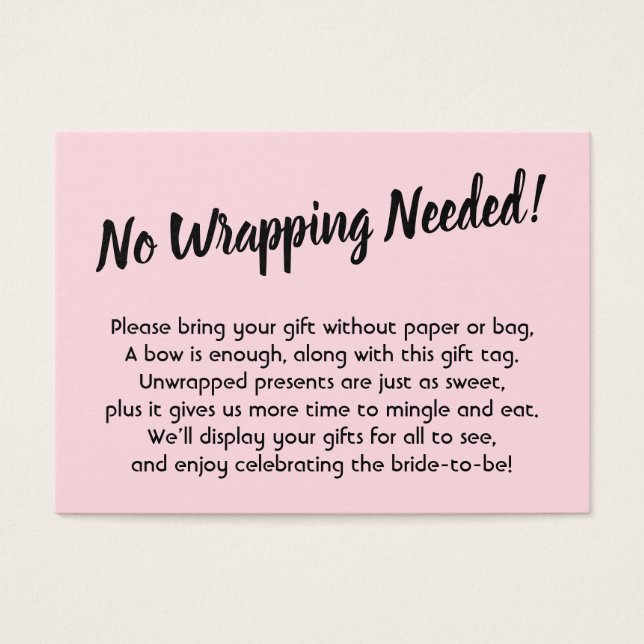 Minimal Bridal No Wrap Shower Pink Gift Card (Front)