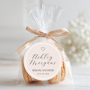 Minimal Bridal Shower Favor Sticker   Blush Script