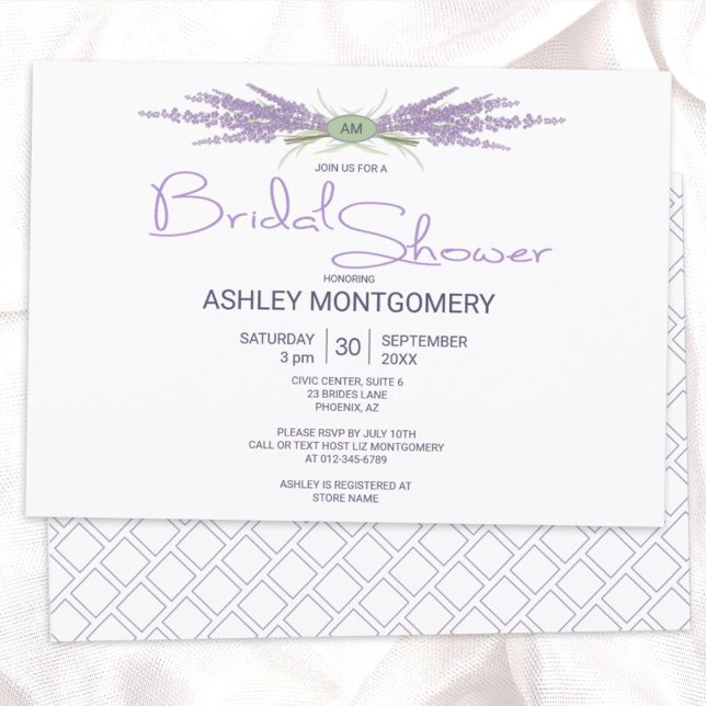 Minimal Bridal Shower Herb Lavender Flower Bundles Invitation (Creator Uploaded)