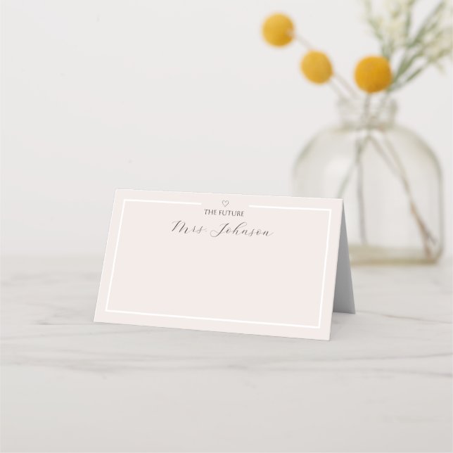 Minimal Bridal Shower Place Card | The Future Mrs. (Front)
