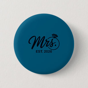Minimal Bride Est 2026 Fiance Mrs 6 Cm Round Badge