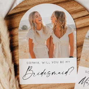 Minimal Bridesmaid Proposal Card with Photo
