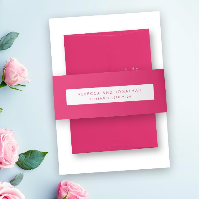 Minimal Bright Pink Wedding Invitation Belly Band (Creator Uploaded)