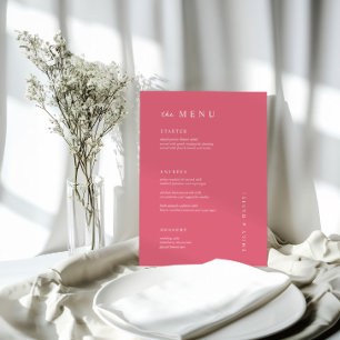 Minimal BRIGHT PINK Wedding MENU