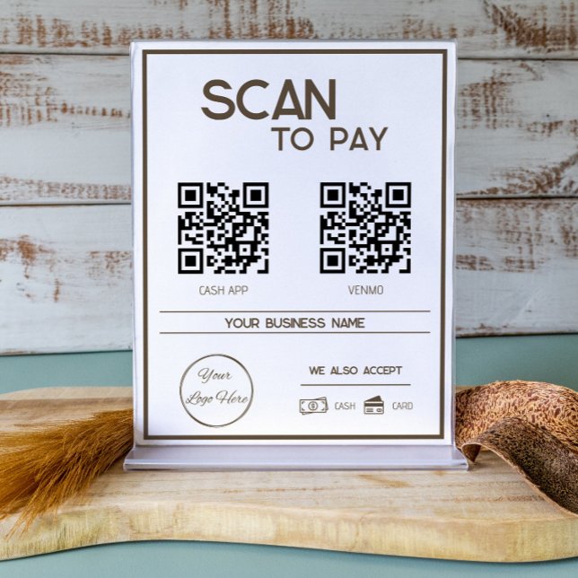 Minimal brown 2 QR codes business scan to pay  Poster (Creator Uploaded)