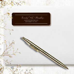 Minimal Brown Background Gold Cream Script Return