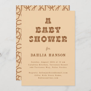 Minimal Brown Beige Western Baby Shower Invitation