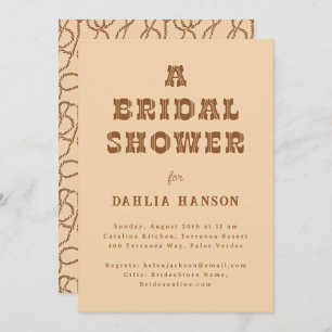 Minimal Brown Beige Western Bridal Shower Invitation