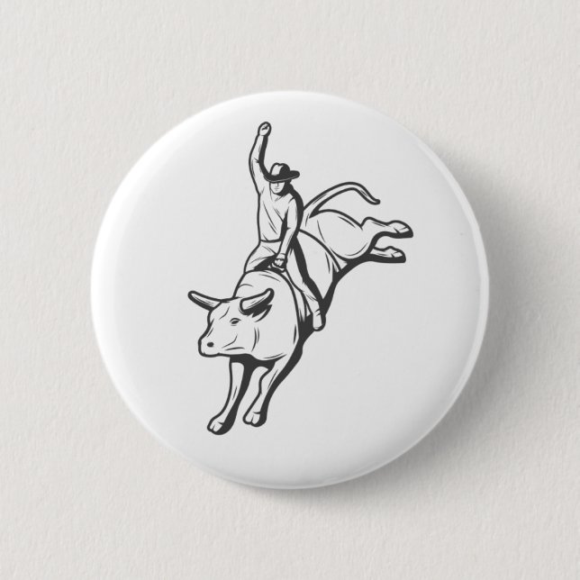Minimal Bull Rider Line Art Western Pin (Front)