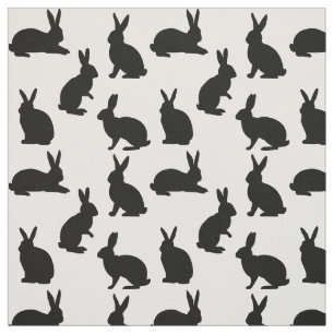 Minimal Bunny Shapes In Black Cute Easter Pattern Fabric