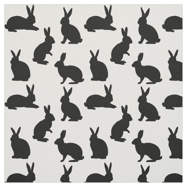 Minimal Bunny Shapes In Black Cute Easter Pattern Fabric (Swatch)