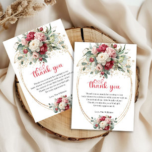 Minimal Burgundy Blush Greenery Baby Shower Thank You Card