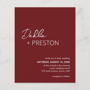 Minimal Burgundy Modern Budget Wedding Invite