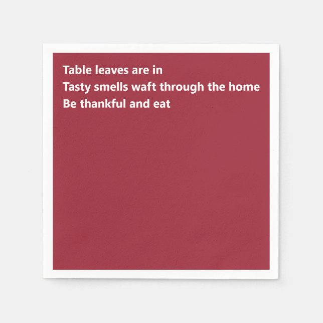 Minimal Burgundy Thanksgiving Modern Thankful Poem Napkin (Front)