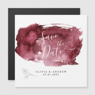 Minimal Burgundy Watercolor Botanical Magnetic Invitation
