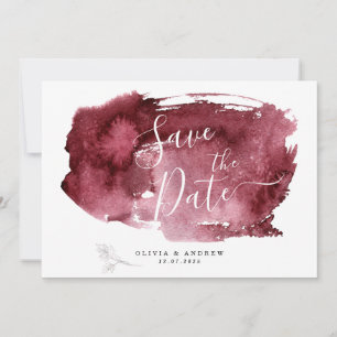 MINIMAL BURGUNDY WATERCOLOR BOTANICAL WEDDING SAVE THE DATE