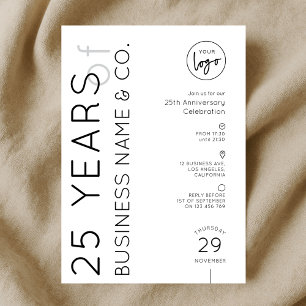 Minimal Business Anniversary Dinner Corporate Logo Invitation