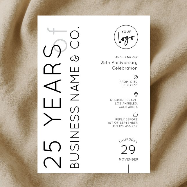 Minimal Business Anniversary Dinner Corporate Logo Invitation (Creator Uploaded)
