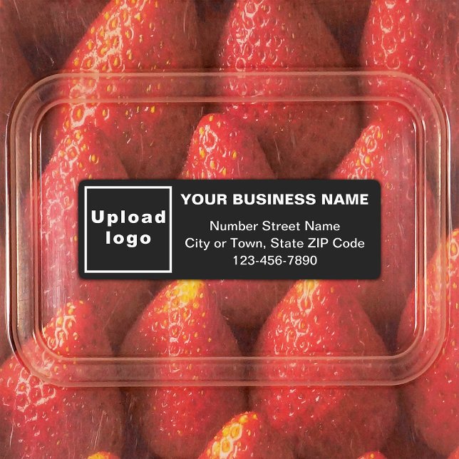 Minimal Business Branding on Black Rectangle (Black rectangle adhesive label with minimal business branding)