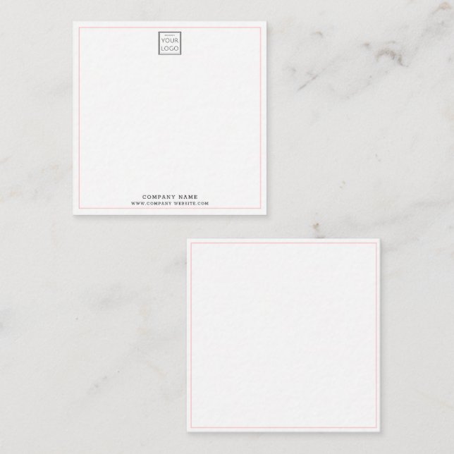 Minimal Business Logo Company Name Pink Border Card (Front/Back)